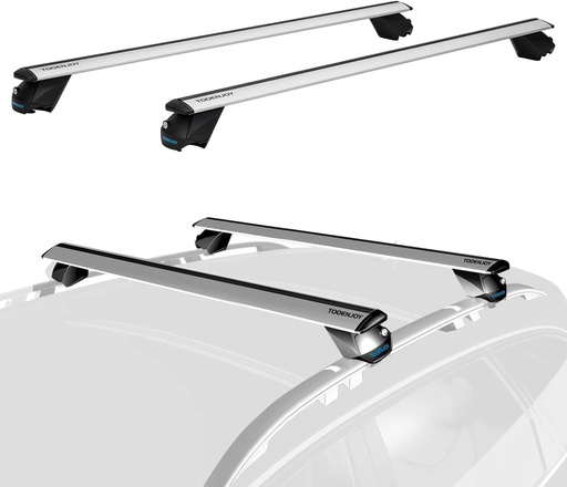 Bare transversale universale COWVIE 123cm Pro cu încuietori cu chei, complet asamblate, potrivite pentru șine de pat ridicate, argintiu