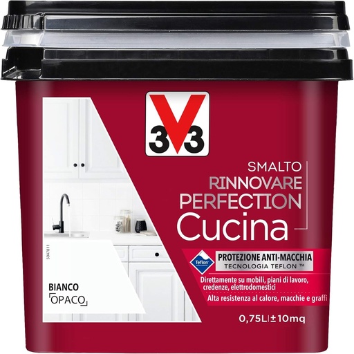 V33 EMALT RINNOVARE PERFECTION BUCATARIE Alb Mat 0,75 L