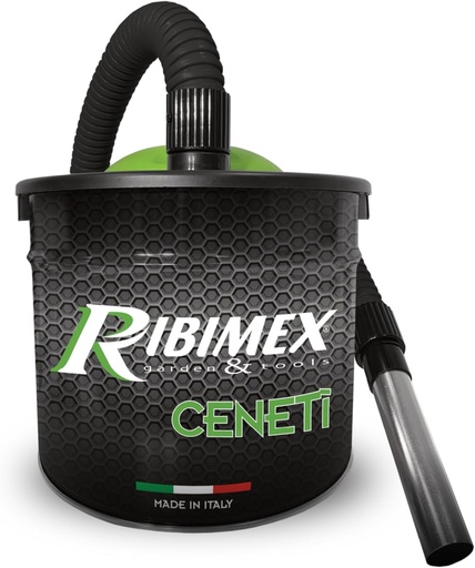 Aspirator electric pentru cenușă Ribimex Cenetì, cu filtru HEPA lavabil, coș de 15 l, putere 800 W, ideal pentru aspirarea cenușii reci de la sobe, șeminee și grătare - PRCEN009H