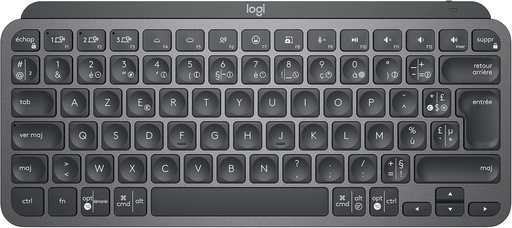 Logitech MX Keys Mini tastatură fără fir iluminată minimalistă, compactă, Bluetooth, iluminată din spate, USB-C, compatibilă cu Apple macOS, iOS, Windows, construcție metalică - Tastatură QWERTY franceză, gri închis
