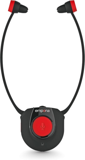 Casti fara fir Emporia TV, Casti TV fara fir cu statie de incarcare, ideale pentru varstnici, confortabile si simple, usor de utilizat, compatibile cu toate televizoarele, negru si rosu