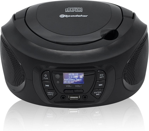 Roadstar CDR-375D+/BK CD Player portabil Radio DAB/DAB+ / FM, CD-MP3 Player, CD-R, CD-RW, USB, Stereo, Telecomandă, AUX-in, Ieșire căști, Negru