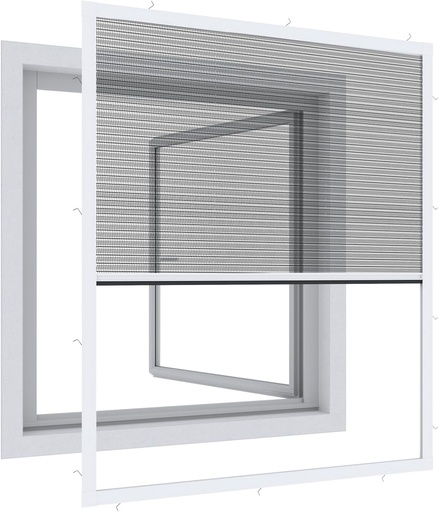 Windhager Expert Fereastra plisata 03242 - Protectie orb, insecte si tantari, scurtabila individual, 100 x 120 cm, Culoare: Alb, Poliester aluminiu