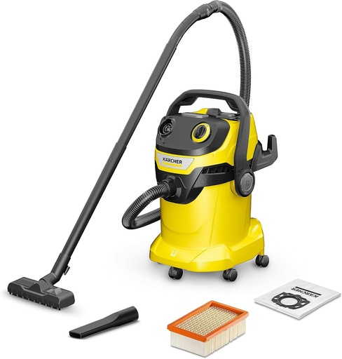Kärcher WD 5 V-25/5/22 - Aspirator umed și uscat, puternic 240 AW, 1100 W, cu sac, funcție de agitare a filtrului, galben/negru