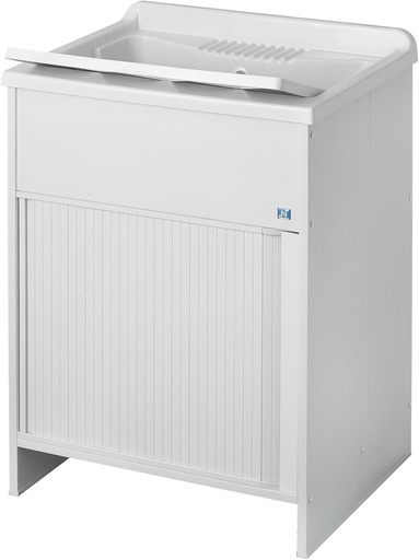 Cada de rufe Negrari PVC, inchidere cu obturator, rezistenta la umiditate, cada rezistenta la acizi, kit de scurgere inclus, 60L x 50D x 85H cm, Alb