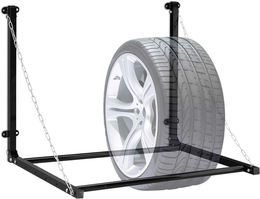 Suport pentru anvelope Relaxdays pentru 4 anvelope, suport telescopic pentru anvelope, pana la 90 kg, pliabil, otel, negru