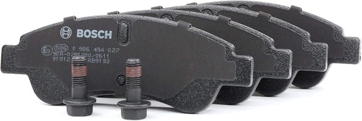 Bosch BP318, placute de frana auto, punte fata, calitate Bosch, reducerea zgomotului si a prafului, certificat ECE-R90, fara cupru, 1 pachet de 4 placute, cu accesorii