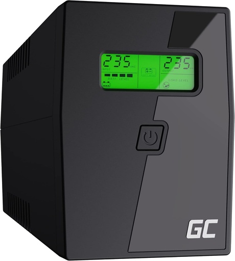 Green Cell® UPS 600VA (360W) 230V Sursă de alimentare neîntreruptibilă Line-interactiv AVR Sursă de alimentare neîntreruptibilă pentru computer USB/RJ11 2X prize Schuko Display LCD