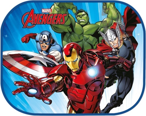 TataWay - Copertina laterala Marvel Avengers | Perdele auto cu protectie UV 44 x 35 cm | Supereroi Iron Man, Thor, Hulk, Capitanul America | Atasament pentru ventuza, poliester