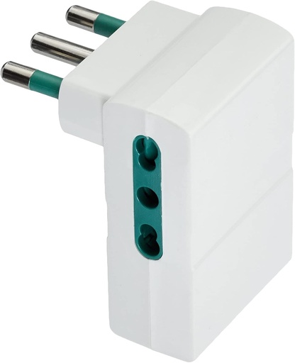 VIMAR RI.00311.B Adaptor multiplu cu economie de spatiu cu 3 prize SICURY 2P+T 16 A, mufa mare 2P+T 16 A, standard italian tip S17, alb