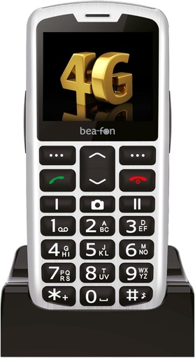 Beafon, SL260 LTE 4G, Silverline, telefon cu buton, telefon mobil senior cu buton de apel de urgență SOS, compatibil cu aparate auditive, M4/T4, semnal luminos, afișaj de 2,2" (5,58")