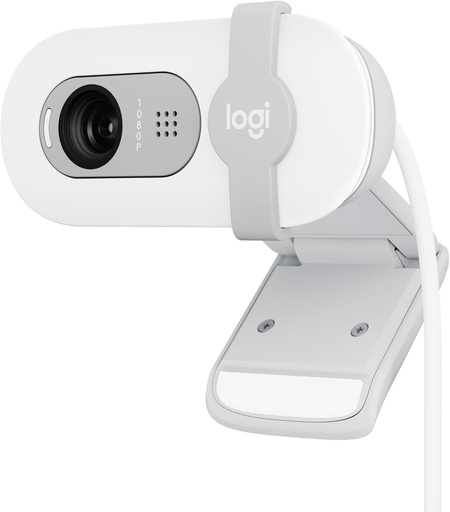 Căști Logitech Brio 100 Full HD pentru întâlniri și streaming, iluminare cu echilibrare automată, microfon încorporat, capac pentru obiectiv, USB-A pentru echipe Microsoft, Google Meet, Zoom etc. - Alb