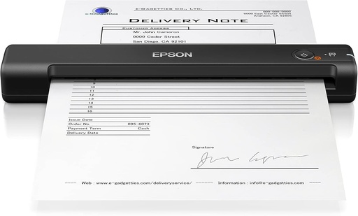 Epson Workforce ES-50, scaner portabil de documente A4 cu viteza mare de scanare, scaner pentru documente de inalta rezolutie, ideal pentru birouri mici si birouri de acasa, negru