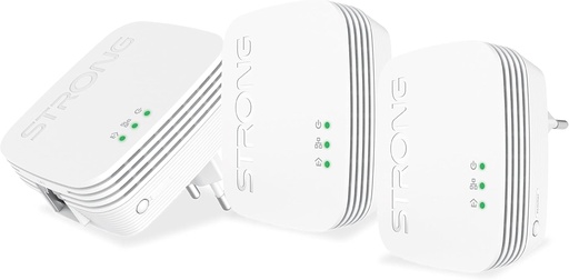 STRONG - Kit Powerline 600 Mini - Prize Trio Powerline - Kit Powerline - 600 Mbps - Compatibil cu orice box/Router - 1 port Ethernet - Instalare rapidă Plug & Play - Acces la internet de mare viteză peste tot - Alb