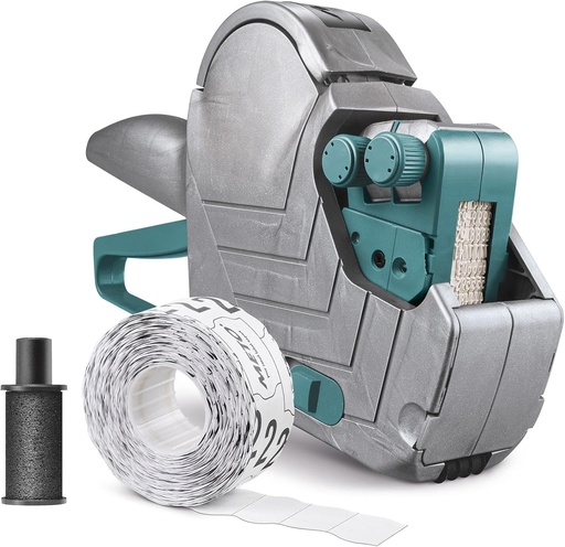 Set de etichete de pret original Meto Basic M - pret, numar articol (2 randuri, 16 cifre pentru etichete de 22 x 16 mm, gata de utilizare), 1x etichetatoare de mana