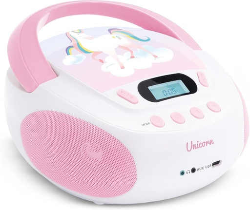 Mooov 477407 Unicorn MP3 CD Player pentru copii cu port USB