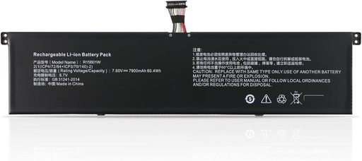 Baterie de laptop de 60,4 WH R15B01W pentru Xiaomi Mi Notebook Pro 15,6 inchi GTX Timi TM1701 MX150 MX250 MX350 128 GB 256 GB 512 GB 1 TB i3-8130U i5-8250U i5-10250U i5-1025U5001 Baterie de schimb pentru notebook