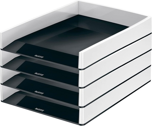 Tava de scrisori Leitz A4, pachet de 4, design in doua tonuri, negru/gri, culoare duo, 53610095