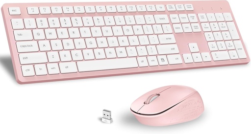 Set tastatura si mouse fara fir LeadsaiL K786, aspect QWERTZ german, tastatura si mouse fara fir 2,4 GHz, clic silentios, receptor Nano USB 2-in-1 pentru PC/laptop