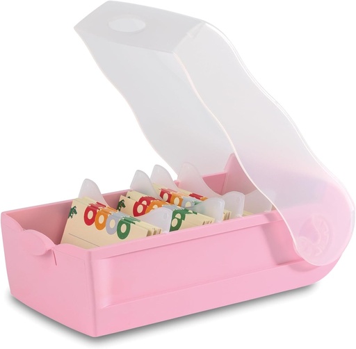 Cutie de carduri HAN CROCO, invatare usoara a vocabularului cu un sistem de invatare cu 5 compartimente, cutie de carduri DIN A7 pentru 900 de carduri, inclusiv 5 placi suport + 100 de carduri, cutie de carduri, cutie de invatare, 997-887, violet pastel