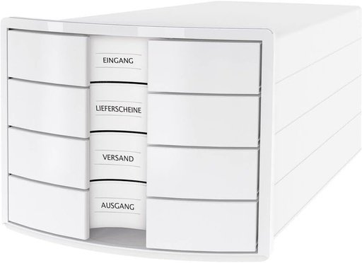 Cutie sertar HAN IMPULS 2.0 – design atractiv de înaltă calitate. Cu 4 sertare închise pentru DIN A4/C4, alb, 1012-12