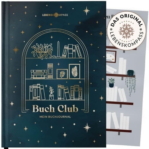 Life Compass Book Club - Jurnalul de lectura si Jurnalul de carte "SAPHIR" - Jurnal cu coperta rigida DIN A5 pentru adulti - Tracker Bullet Journal de citire - Booktok