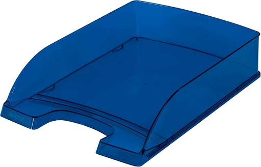Tava de scrisori Leitz standard A4, tava de scrisori transparenta de calitate premium, compartiment de depozitare stivuibil ca organizator de birou, suprafata lucioasa, combinabila cu seria Plus, albastru, 52260039