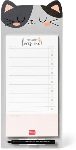 Legami - Blocnotes magnetic, Don't Forget It, 11x26 cm, Hartie certificata FSC(R), Hartie 80 g/m², Coperta cartonata, Baza magnetica, Motiv Pisicuta, 60 de coli detasabile