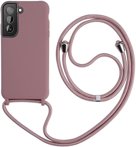 Colier Keteen pentru husa Samsung Galaxy S21 Husa pentru bara de protectie din silicon lichid Galaxy S21 Lanyard cu snur cu lungime reglabila Husa cu lant pentru Samsung S21, auriu roz