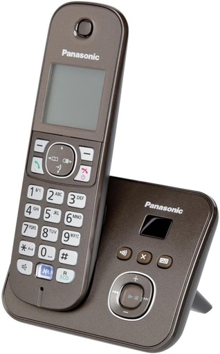 Telefon fara fir Panasonic KX-TG6821GA DECT cu robot telefonic (radiatie scazuta, mod Eco, telefon GAP, telefon fix, blocare apeluri) maro moca