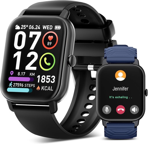 Ceas inteligent bărbați cu funcție de telefon, ceas inteligent cu ecran tactil de 1,85 inchi, 112 moduri sport Ceas fitness bărbați femei cu monitor de ritm cardiac, monitor de somn, pedometru, ceas de mână rezistent la apă IP68 pentru Android iOS