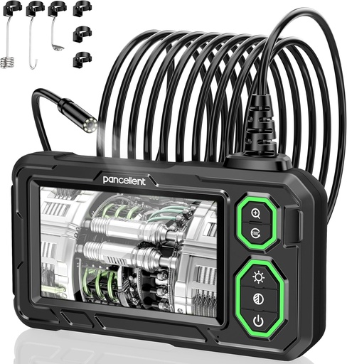 Cameră de inspecție pentru endoscop industrial Pancellent, Cameră de canalizare IPS boroscop de 4,3 inchi cu cameră 1920P portabilă IP67, impermeabilă, cu 8 lumini LED, cablu semi-rigid de 5 m/16,5 ft