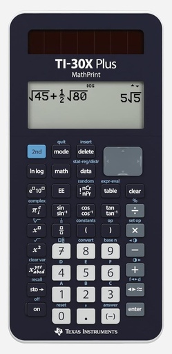 Calculator stiintific TEXAS INSTRUMENTS TI-30X Plus MathPrint (pentru SEK I si II, 4 linii, functionare solara si baterie) Albastru inchis