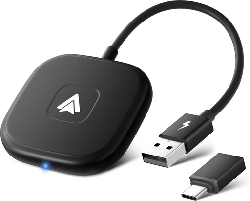 PAUNEZUEL Adaptor Android Auto fara fir, Dongle Android Auto fara fir pentru conversia Android Auto cu fir in wireless, cu Android Auto cu fir OEM, compatibil cu 98% din masini