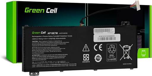 Baterie Green Cell AP18E7M AP18E8M pentru laptop Acer Nitro 5 AN515-44 AN515-45 AN515-54 AN515-55 AN515-57 AN515-58 (3620 mAh, 14,8 V, negru)