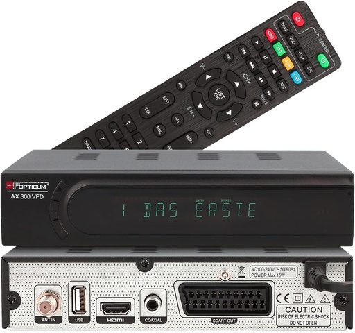 Receptor satelit RED OPTICUM AX 300 VFD cu PVR | Receptor digital prin satelit HD cu afisaj alfanumeric - DVB-S2 - HDMI - SCART - USB 2.0 - Audio coaxial