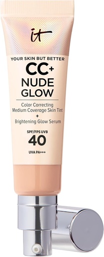 IT Cosmetics, Crema Nude Glow Your Skin But Better CC+, acoperire medie, SPF40, imbogatita cu peptide, colagen si vitamine, finisaj natural si luminos, 32 ml, nuanta: neutru mediu