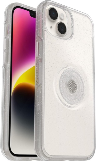 Husa Otterbox Otter Plus Pop pentru iPhone 14 Plus, rezistenta la socuri, la cadere, husa de protectie cu PopSockets PopGrip, rezista de 3 ori mai multe picaturi decat standardul militar, Stardust