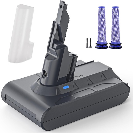 Baterie Morpilot 6500mAh pentru aspirator HEPA Dyson V7 SV11 Motorhead Absolute Animal Saltea Fluffy Trigger Car+Barca cu 2 filtre de schimb, 21,6V