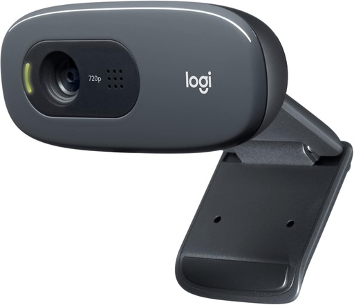 Cameră web Logitech C270, HD 720p, câmp vizual de 60°, focalizare fixă, compensare a expunerii, conexiune USB, reducerea zgomotului, suport universal, pentru Skype, FaceTime, Hangouts etc. - Negru