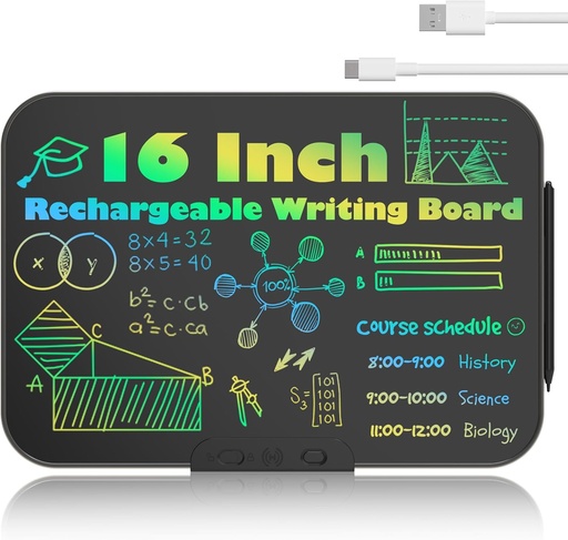 HOMESTEC Tablă de desen pentru copii cu ecran complet de 16 inchi, tabletă de scris ștergabilă prin inducție cu stilou magnetic, tabletă de desen pentru copii pentru băieți și fete cu vârsta de 2, 3, 4, 5, 6 ani