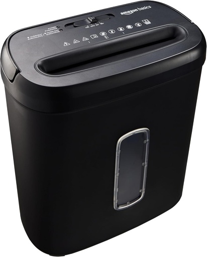 Tocator de hartie, CD si carduri de credit, 8 coli, 8 coli (model nou, negru) Amazon Basics