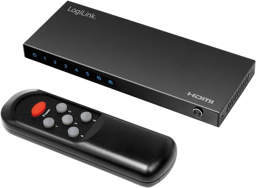 Comutator LogiLink HDMI pentru comutarea a pana la 5 surse de intrare (VCR, DVD player, consola de jocuri etc.) in Ultra HD 4K/60 Hz