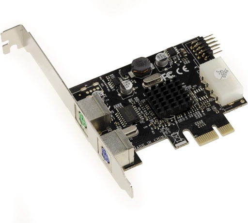Card PCIe x1 PS/2 KALEA-INFORMATIQUE - 2 porturi pentru mouse-ul tastatura PS2 + 1 port USB 2.0 intern in 9 puncte cu chipset ASIX 9990. Profil inalt/jos