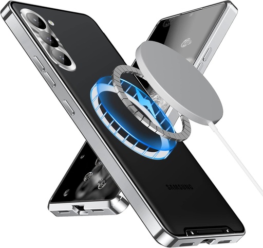Husă magnetică HERCN MagSafe pentru Samsung Galaxy S23 Plus MagSafe [Protecție cameră] [Cadru metalic rezistent la șocuri] Husă din spate subțire, translucidă, rigidă pentru