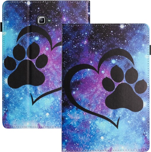 Husa LSPCASA pentru Samsung Galaxy Tab A 10.1 (2016) SM-T580/T585 PU+TPU Husa Samsung Galaxy Tab A Trezire/dormire automata Husa Galaxy Tab A cu sloturi pentru card Husa Galaxy Tab A 2016 Heart Cat Paw