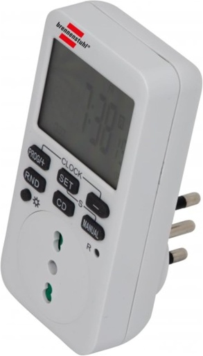 Cronometru săptămânal digital BRENNENSTUHL - Priză temporizată ușoară și intuitivă, întrerupător temporizator pentru optimizarea consumului de energie, alb