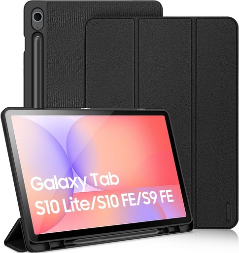 Husa DUX DUCIS pentru Samsung Galaxy Tab S9 FE 10.9 inch 2023, Husa de protectie subtire, usoara si pliabila, cu suport S Pen pentru tableta Tab S9 FE, Auto Sleep/Wake Compatibila cu Tab S9 FE, Negru