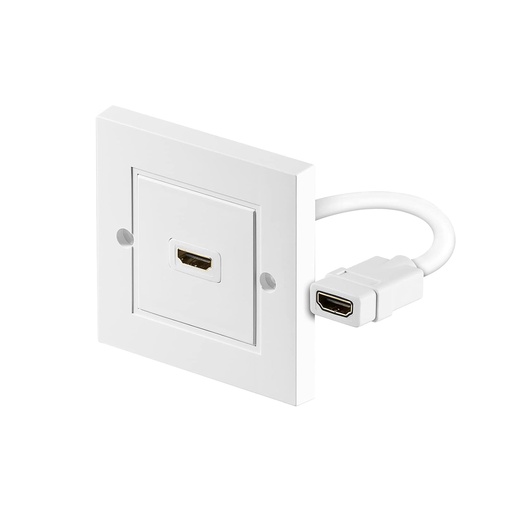 Priză Goobay 51722 HDMI, priză de perete, priză încastrabilă / priză montată în suprafață, priză încorporată, mufă HDMI (Tip A) > Mufa HDMI (Tip A), 3D, 4k, contacte placate cu aur, alb