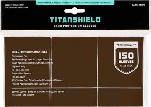 Mansoane pentru carti de tranzactionare pentru jocuri de masa TitanShield, dimensiune standard, protectie pentru punte pentru MTG, Dropmix, maro pamant, 150 de conturi